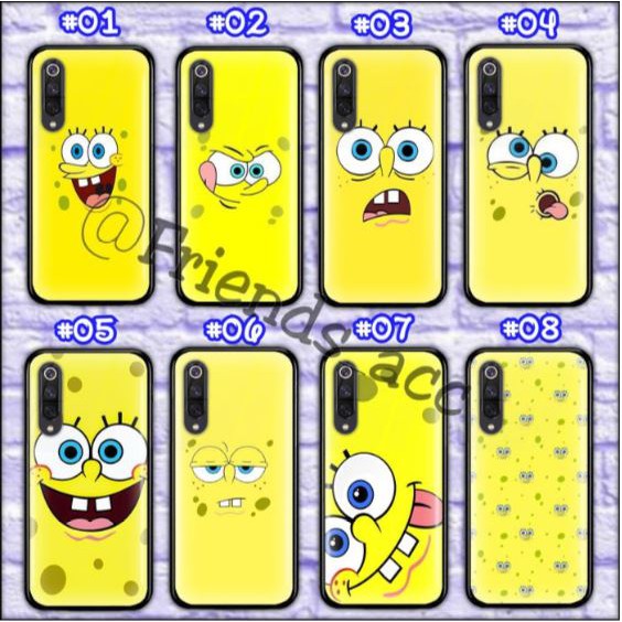 OPPO F3 PLUS , OPPO F5 , OPPO F7 , OPPO F9 , OPPO A7 / A5S PREMIUM CASE GLASS MOTIF SPONGEBOB