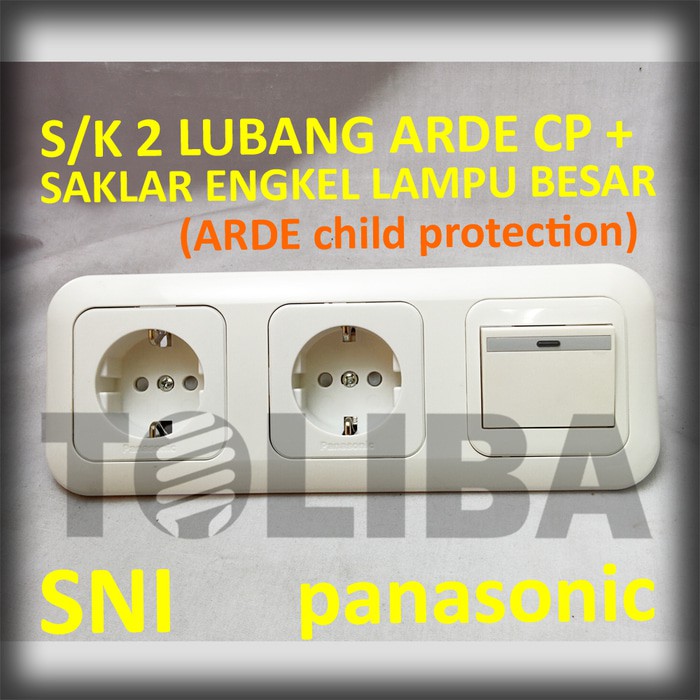 stopkontak 2 stop kontak arde cp + saklar engkel besar lampu panasonic