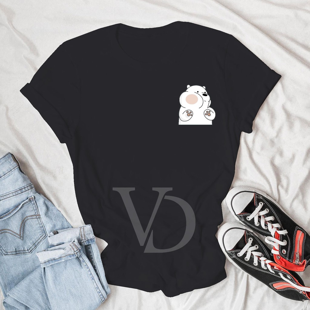 BAJU KAOS wbb beruang putih/ kaos lucu TEE V TEE WANITA PRIA LENGAN PENDEK