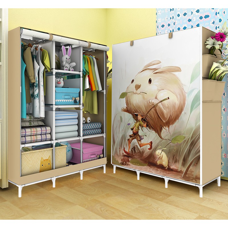 R-08 Multifunction Wardrobe With Cover / Lemari Pakaian