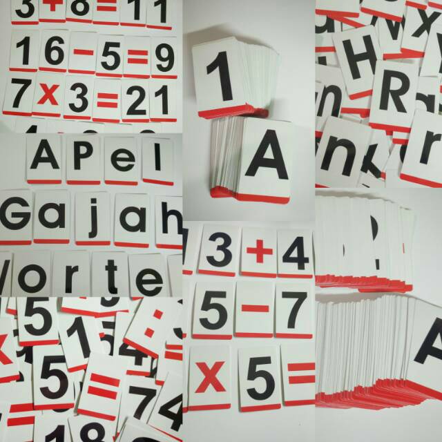 flashcard angka + huruf abjad 204 kartu. mainan edukasi anak PAUD / SD