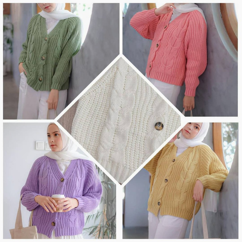 Cardigan crop cable | rajut Tebal | rajut wanita | cardigan crop Premium