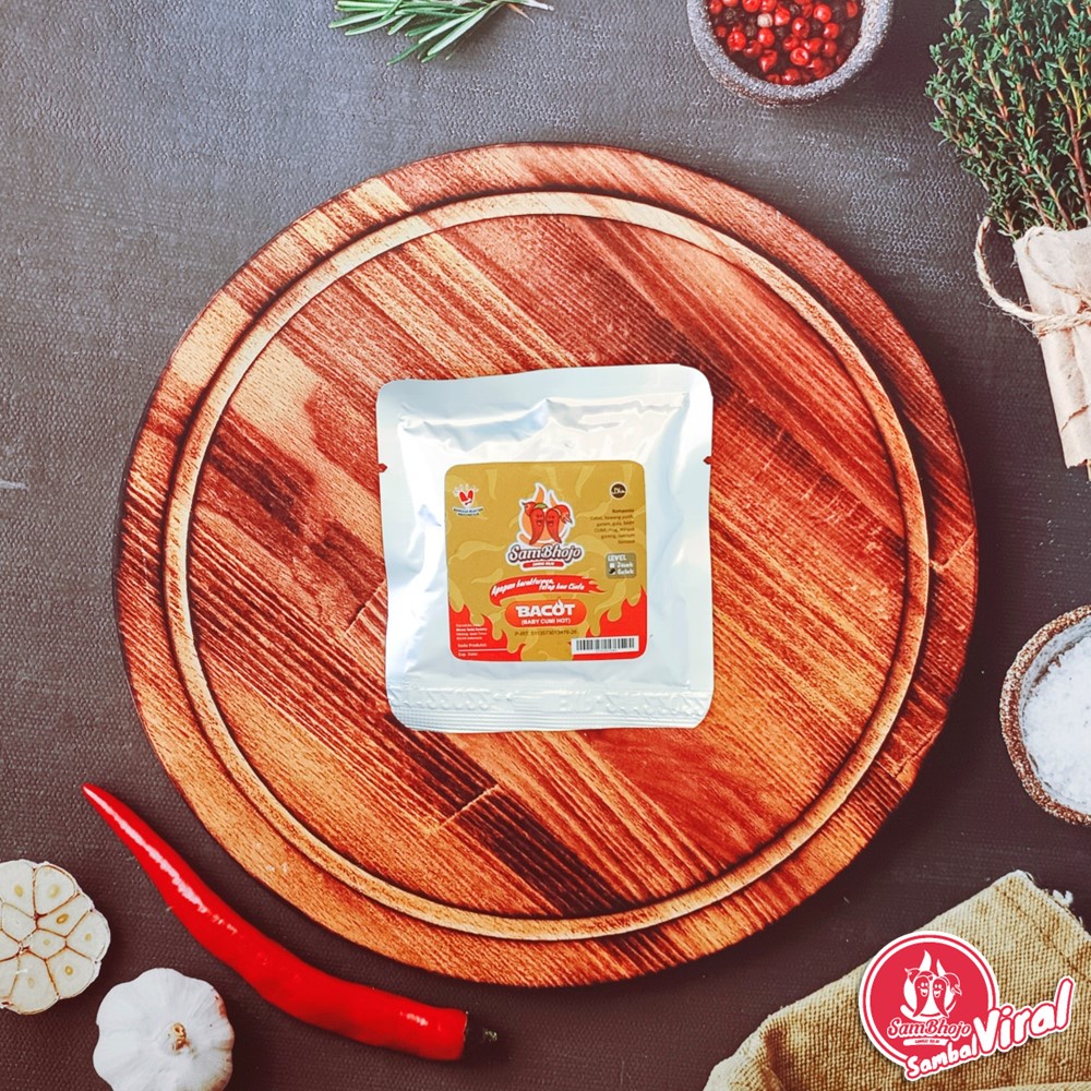 Sambal Viral Sambal Baby cumi Hot kemasan sachet 20gr (Bojo Bacot)