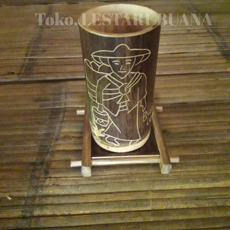 Gelas Ukir Bambu Hitam