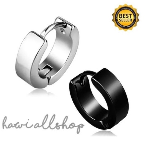 Tindik Anting Cowok Pria Titanium Black Silver/Anting Tindik/Anting Tindik Pria