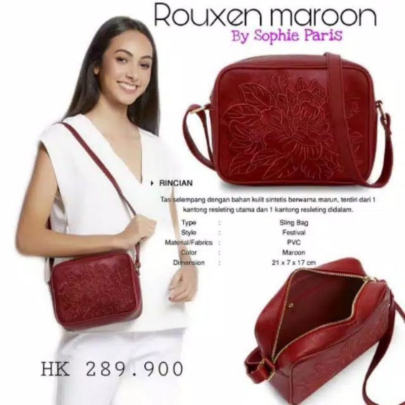 ROUXEN MAROON BAG TAS SELEMPANG WANITA  SOPHIE PARIS  ORIGINAL