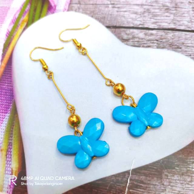 Anting Hooks Korea Fashion Aksesoris  Kupu-Kupu warna Manis Anting Beauty Tokopelanginicer