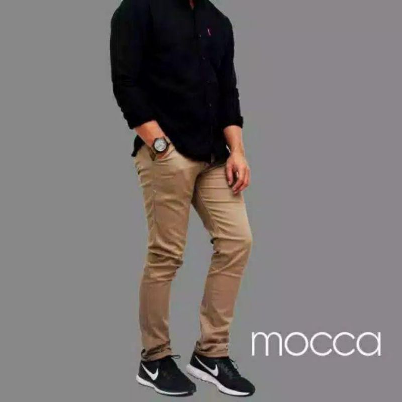 CELANA CHINO Panjang pria Slimfit KERJAHARIAN Santai Casual Formal Hitam