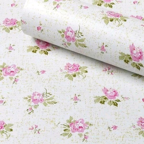 Wallpaper Dinding / Wallpaper Sticker SHABBY PINK DASAR PUTIH