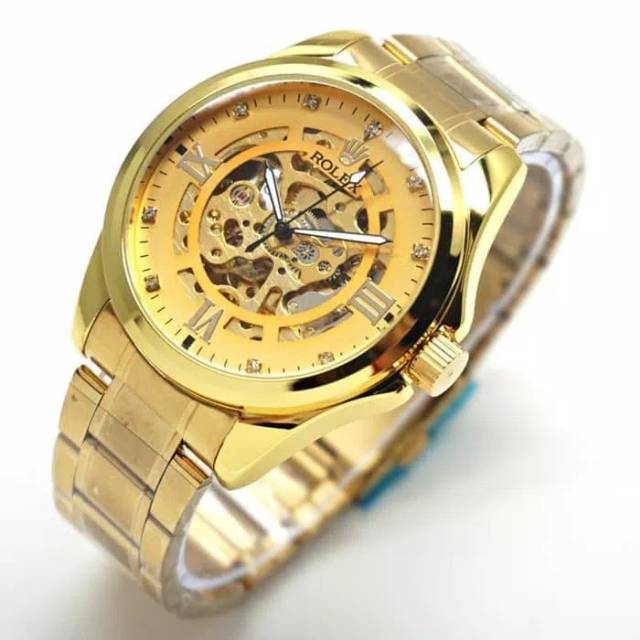 Jam Tangan Rolex Skeleton Warna Gold - Jam Tangan Pria Rolex Skeleton - Jam Rolex Skeleton - Rolex