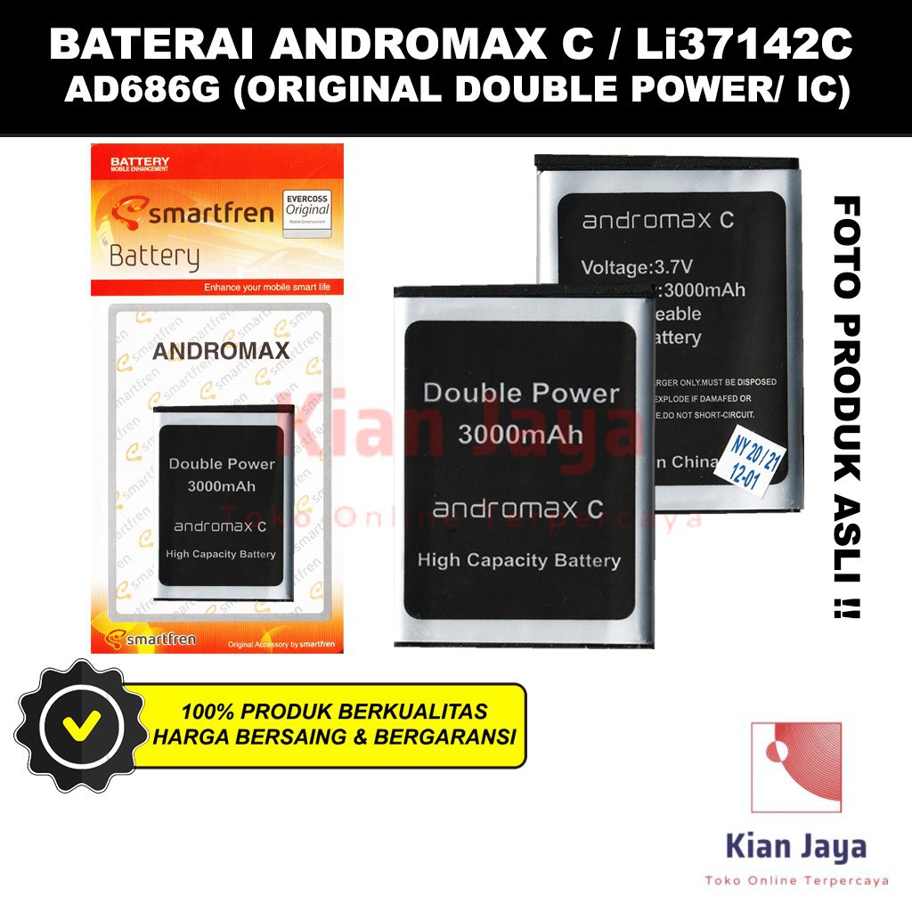 Baterai Hp Smartfren Andromax C / Li37142C / AD686G Original Batre Batrai Battery Double Power