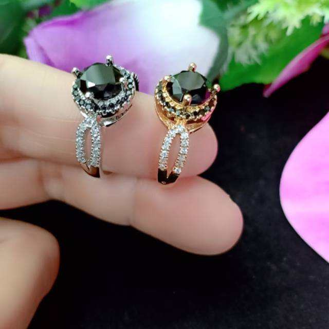 Xuping cincin permata hitam 1892 Perhiasan dan Fashion Wanita