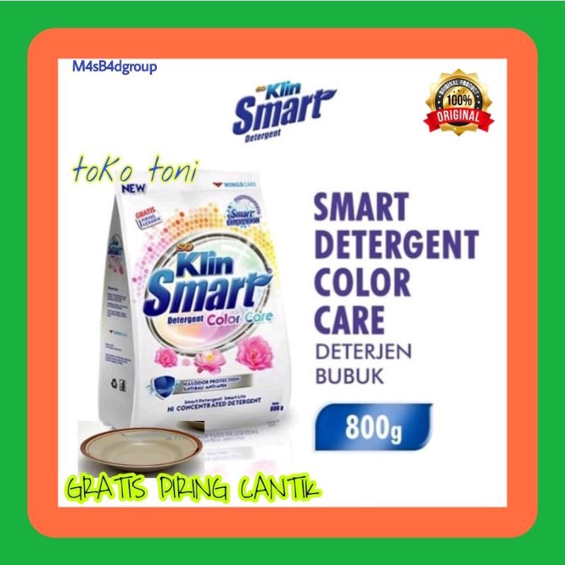 Soklin Smart Detergent Colour Care, Max Clean 725gr free piring  keramik