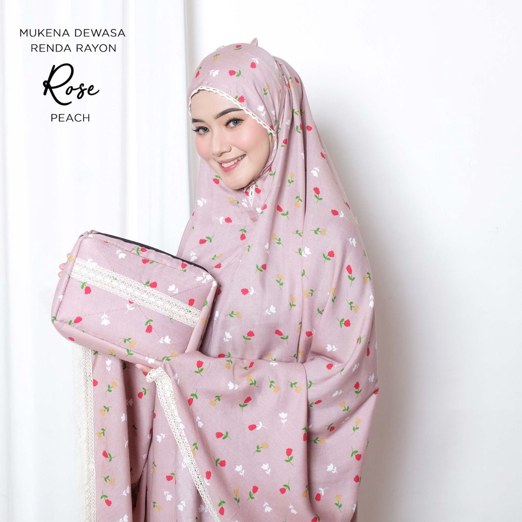 PUSAT MUKENA TASIK - MUKENA DEWASA RAYON RENDA MOTIF ROSE