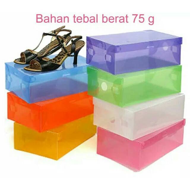 Boks Kotak Sepatu TRANSPARAN Warna Warni Tumpuk - Transparent Shoes Box Colourfull Organizer