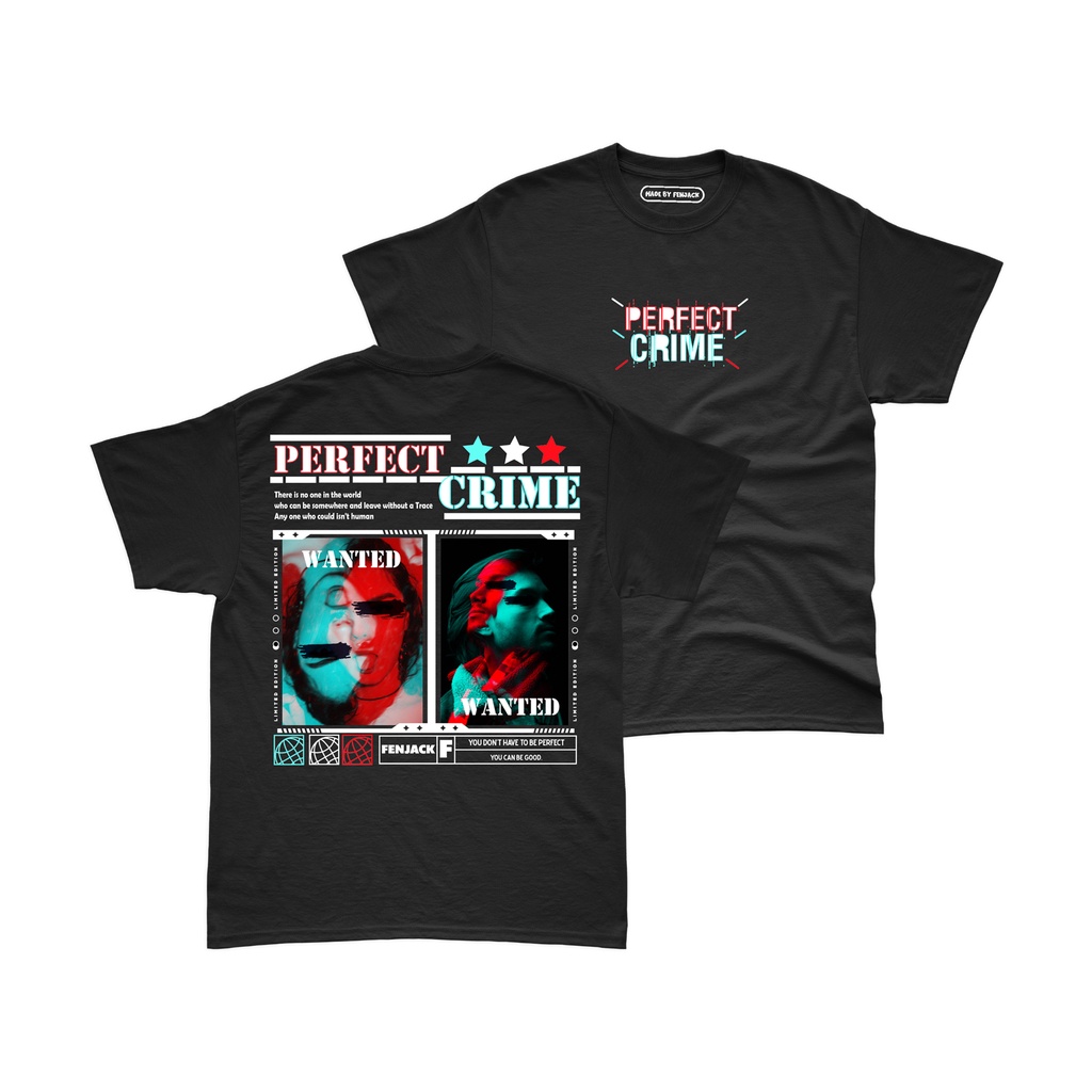 Aviotic Tshirt / Kaos Lengan Pendek PERFECT CRIME ( Sablon ) Unisex Pria &amp; Wanita