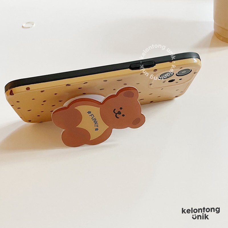 For iPhone - Funny Bear Glossy Soft Case + Griptok