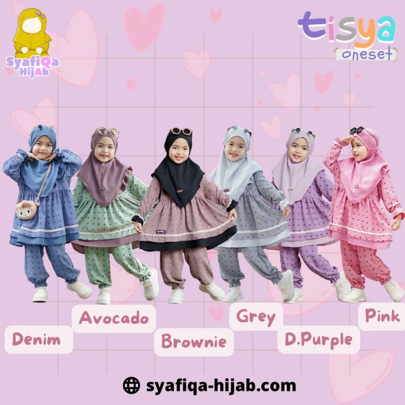 TISYA One Set OneSet Baju Setelan Celana anak Kids by Syafiqa Hijab Bahan uragiri cringkel airflow p