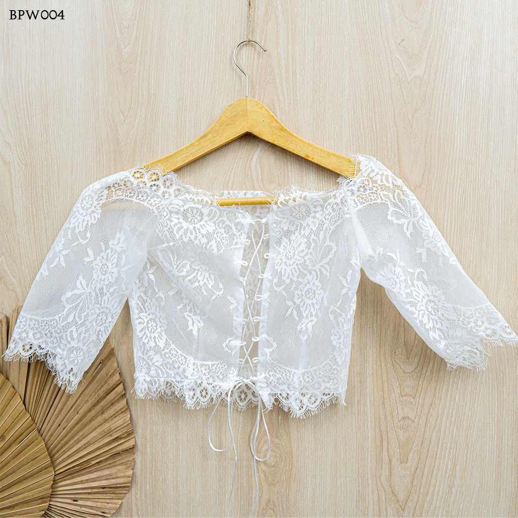 [STOK TERBATAS] BOLERO PENGANTIN CARDIGAN PESTA LACE BROKAT PREMIUM PUTIH BPW004