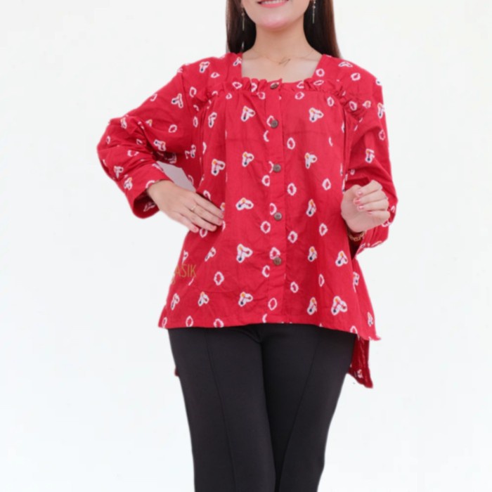 Blus batik atasan wanita batik kalimataya solo blouse jumputan rosin