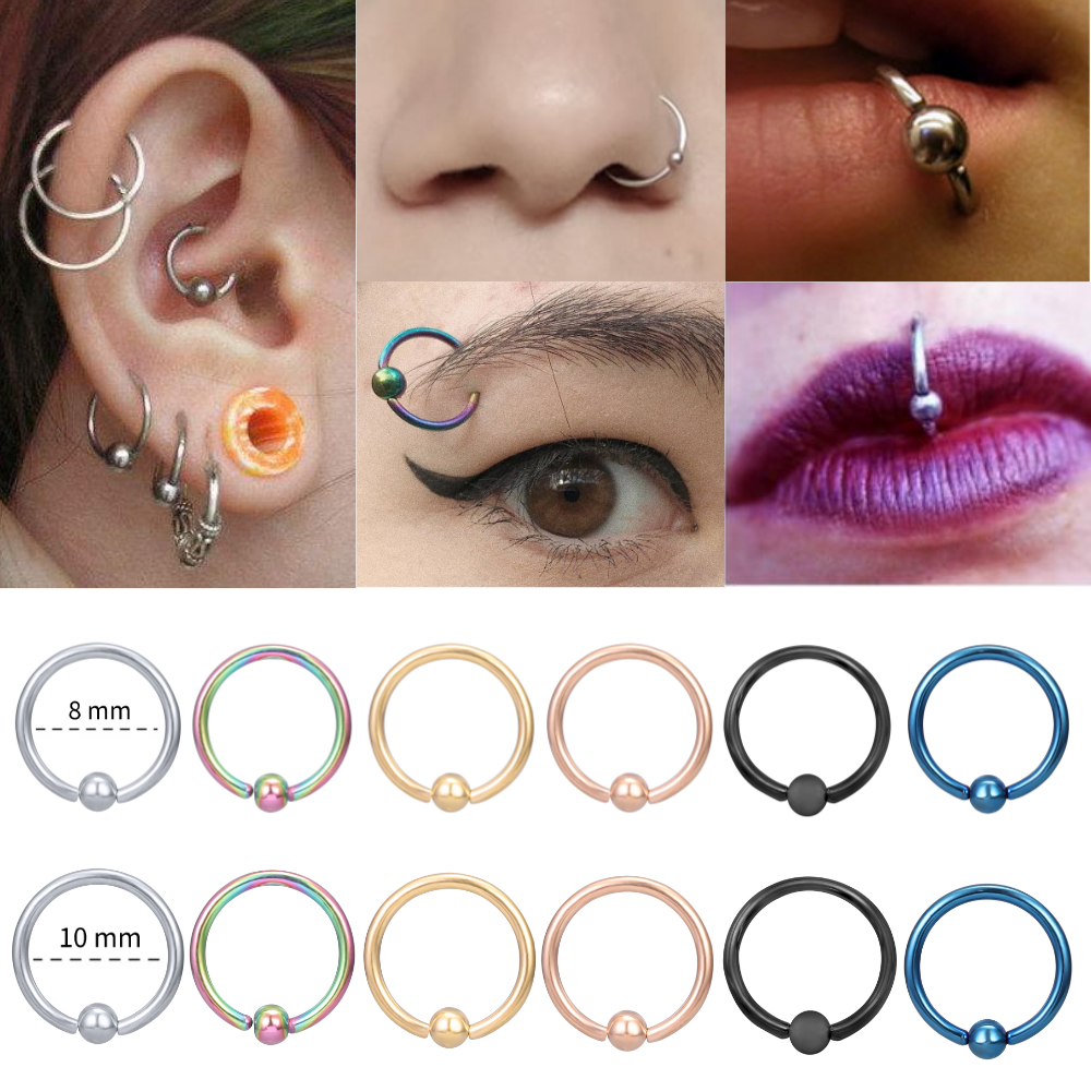 Anting Tindik Hidung Bentuk Bulat Bahan Stainless Steel Untuk Unisex