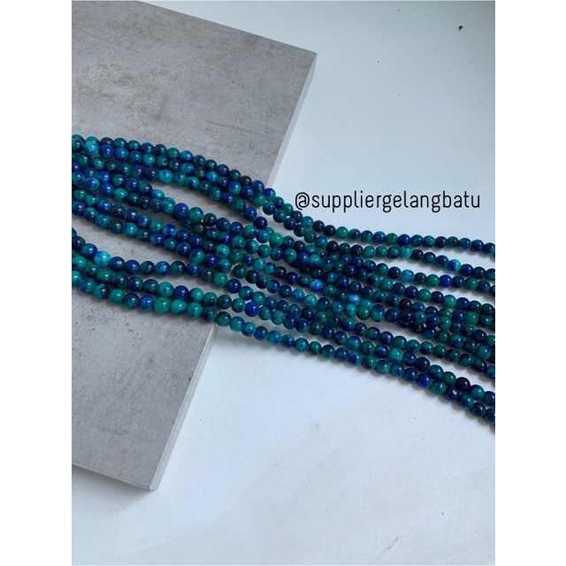 batu 8mm blue green chrysocolla bahan rangkai akik bacan biru hijau