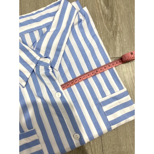 kemeja stripe twopocket/ kmj twopocket / kemeja korea salur LD 110/ kemeja fashion wanita motif salur