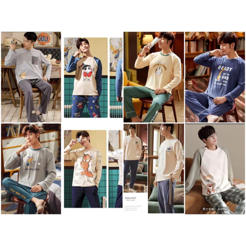 SETELAN PIYAMA COWOK TANGAN PANJANG SIZE L-3XL IMPORT KOREA STYLE