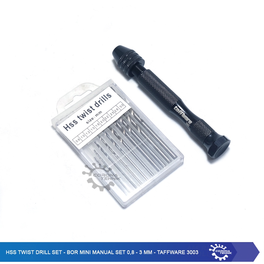 Bor Mini Manual Set 0,8 - 3 mm - Taffware 3003 - HSS Twist Drill Set