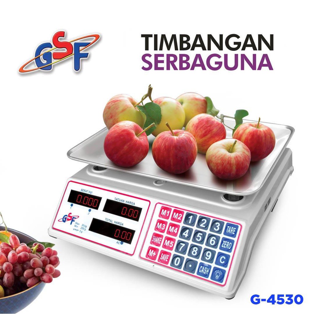 Timbangan Digital duduk charger kapasitas 30kg GSF Timbangan Multifungsi Buah sayur Laundry GSF