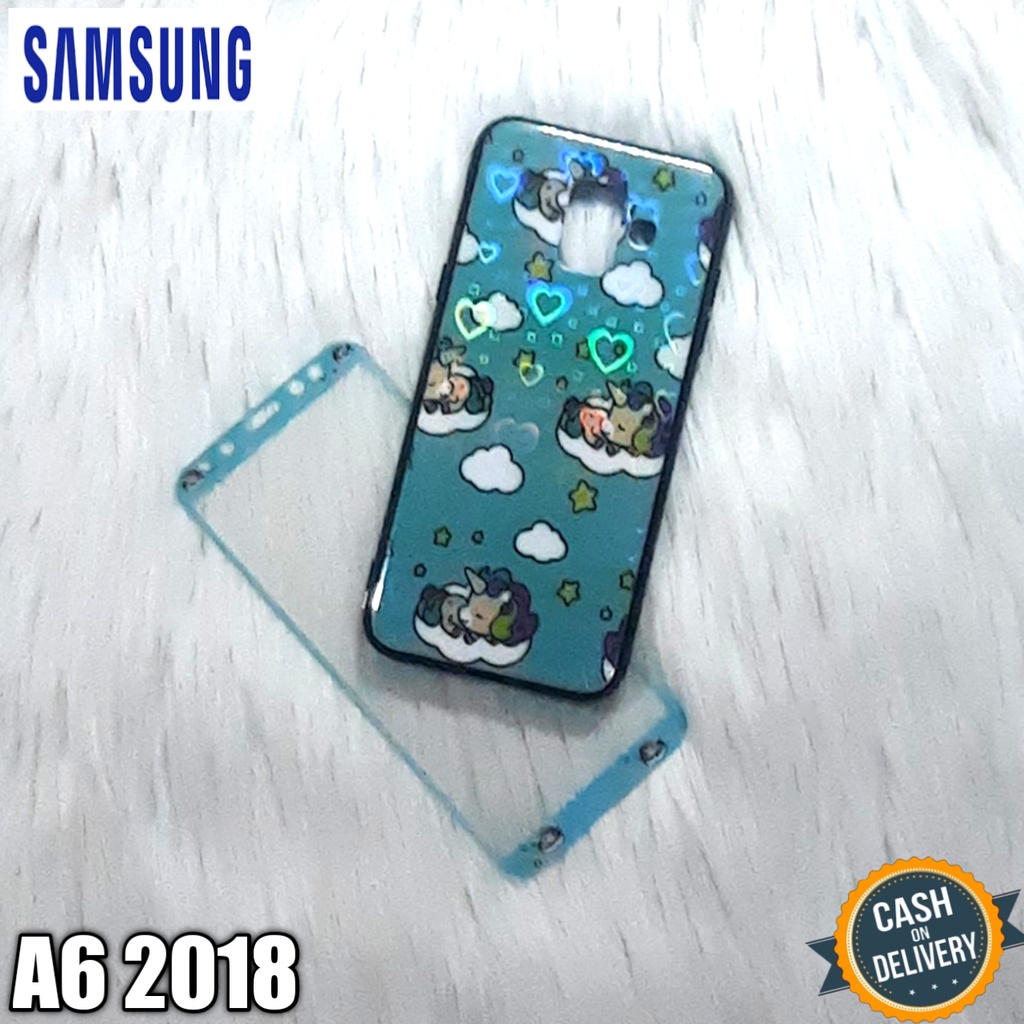 Softcase + Temper Glass Samsung A6 2018 Case Pelindung Hp Jelly Glossy