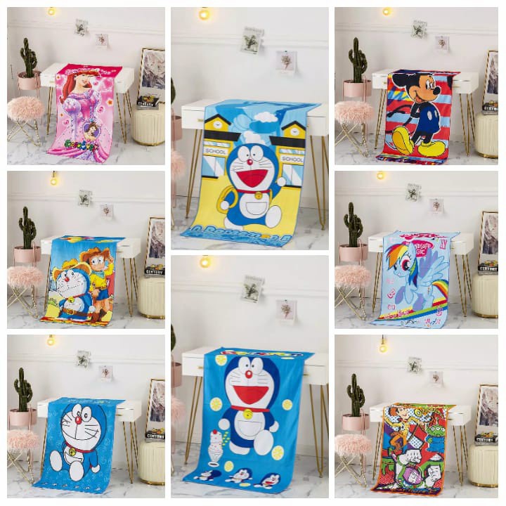 RC [BEST SELLER] HANDUK MANDI KARAKTER ANAK JUMBO IMPORT UKURAN 70x140cm HK DORAEMON TAYO