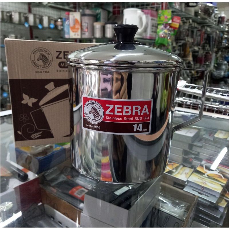 110114 Mug 14cm w/Lid Zebra Thailand, SUS 304