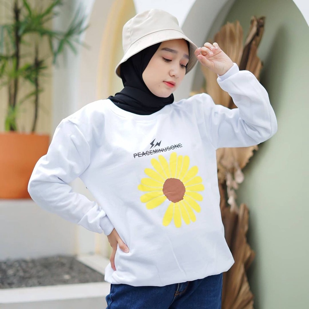 ONE DAISY BIG SUN FLOWER CRAWNECK // SWEATER WANITA TRENDY #OD