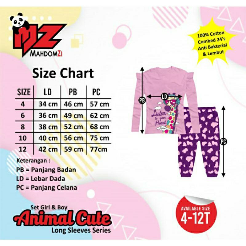 Set Baju Kaos Anak 4-11 thn Premium Pajamas Longsleeve Boy and Girls Mahdomzi