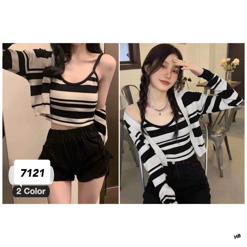 Atasan+cardigan rajut import 7121