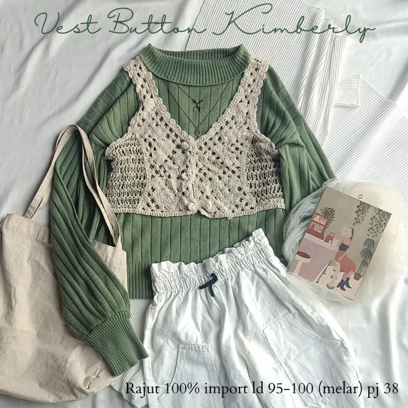 VEST KNIT IMPORT // VEST ROMPI RAJUT IMPORT KOREA // ROMPI TANKTOP RAJUT IMPORT