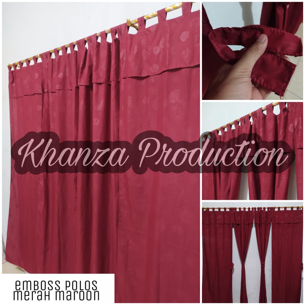 Jual Gorden Pintu Polos Bisa Juga Jendela Polos Emboss Warna Merah Maroon