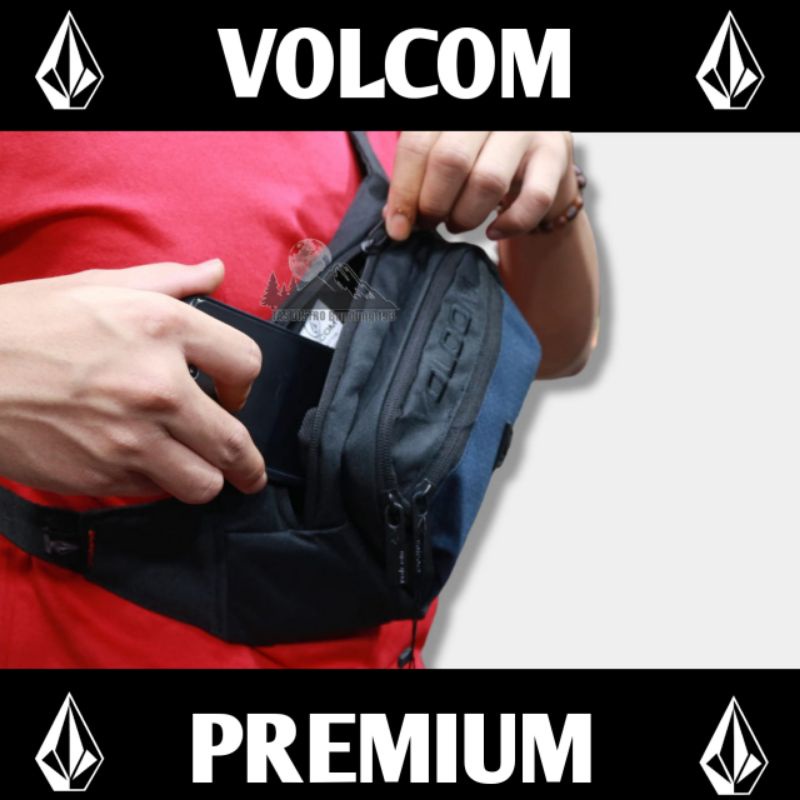 tas surfing volcom Terbaru / tas Slempang pria / waistbag volcom Tawon biru / tas distro