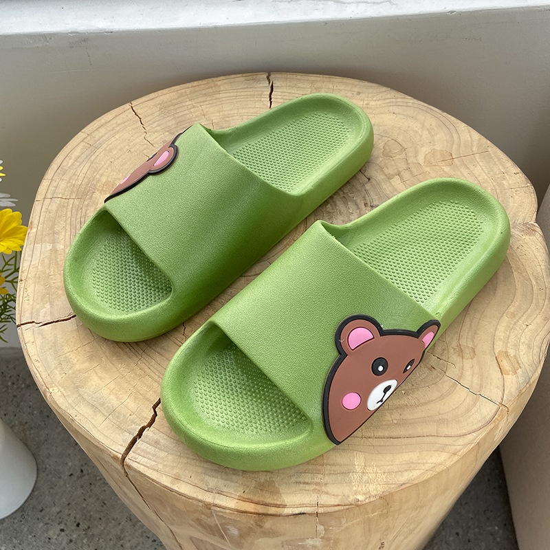 [MONA] Sandal Wanita Slip On Karet Cute Bear Hangout Outdoor Rumahan Lucu Anti Licin Import - 266