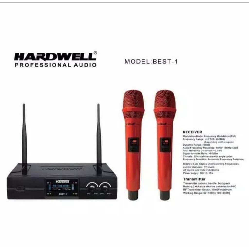 Mic Wireless Hardwell BEST 1 Dual Handle Original Mic Terbaik