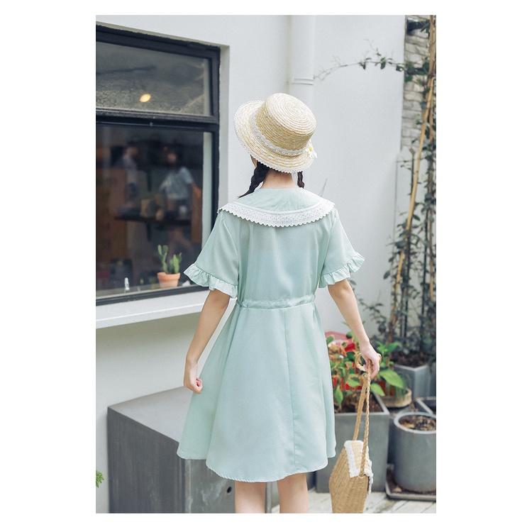 MR-115 dress wanita renda kotak-kotak simple summer high quality import korea jepang