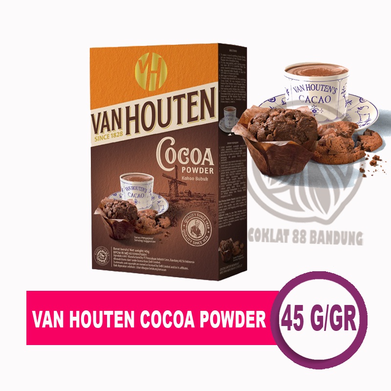 

VAN HOUTEN COCOA POWDER 45 GR/GRAM, COKELAT BUBUK VANHOUTEN 45GR COKLAT