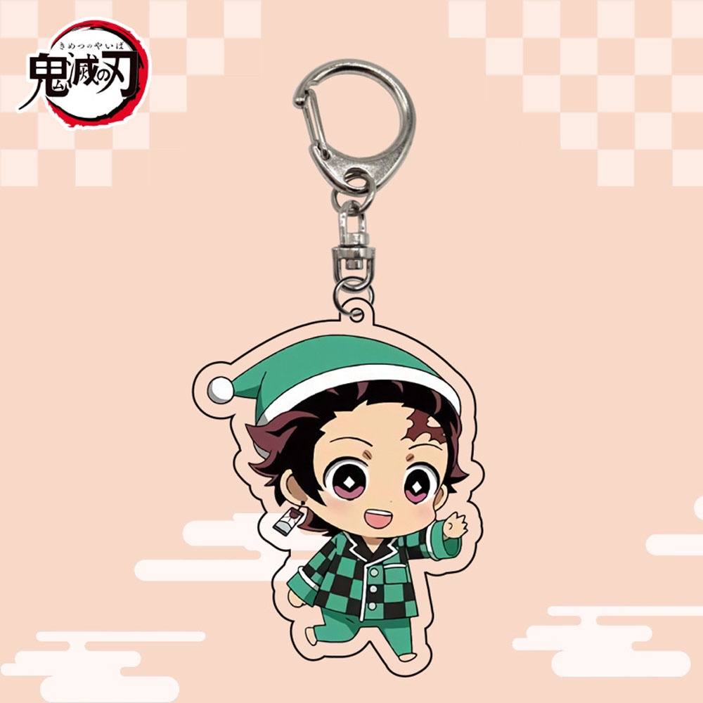 Needway  Acrylic Animation Peripheral Nezuko Figurine Model Demon Slayer Keychain Kimetsu No Yaiba Tanjirou Zenitsu Gifts Scultures Kyoujurou Key Ring