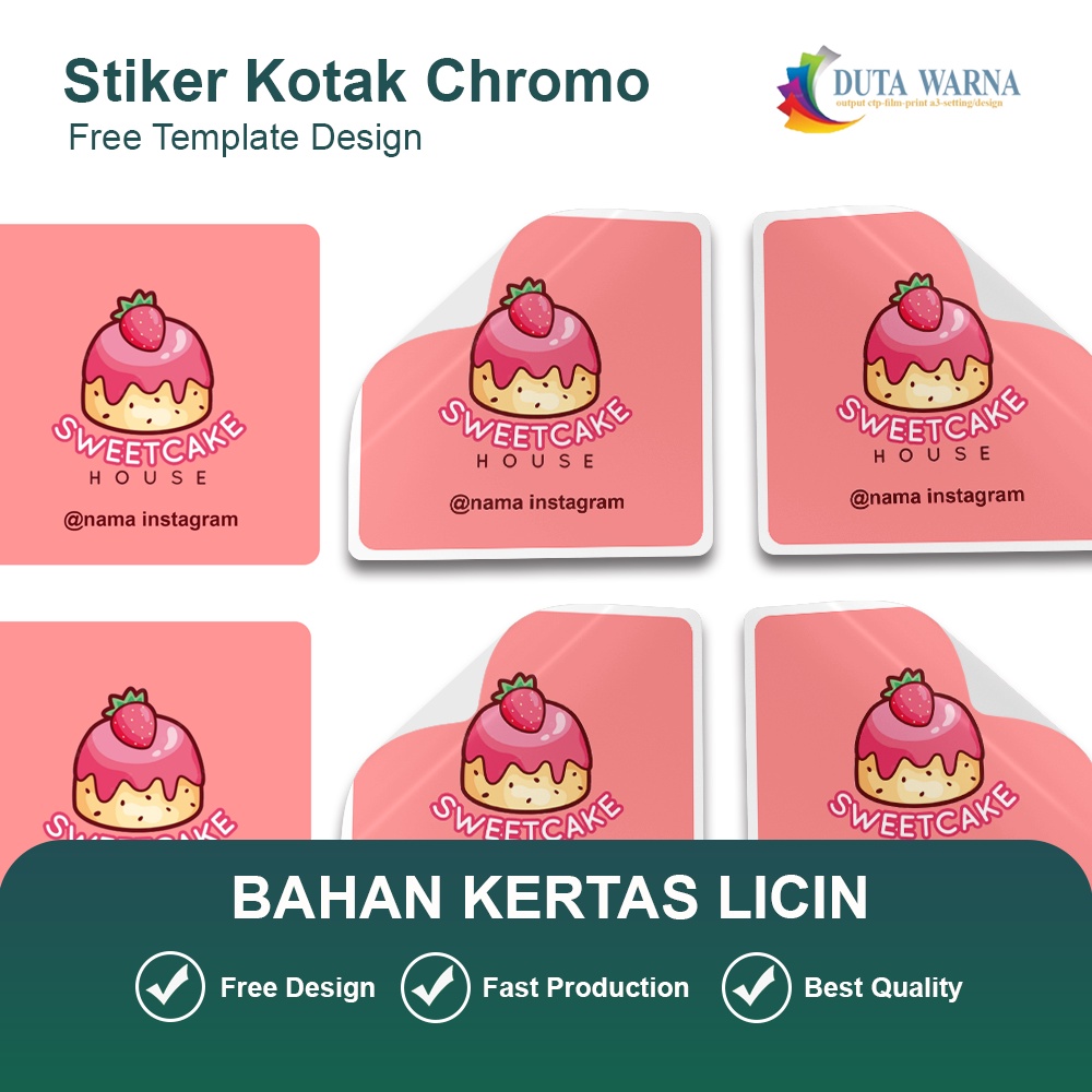 

Cetak Stiker (Print + Cutting) Stiker Chromo / HVS Khusus Kotak