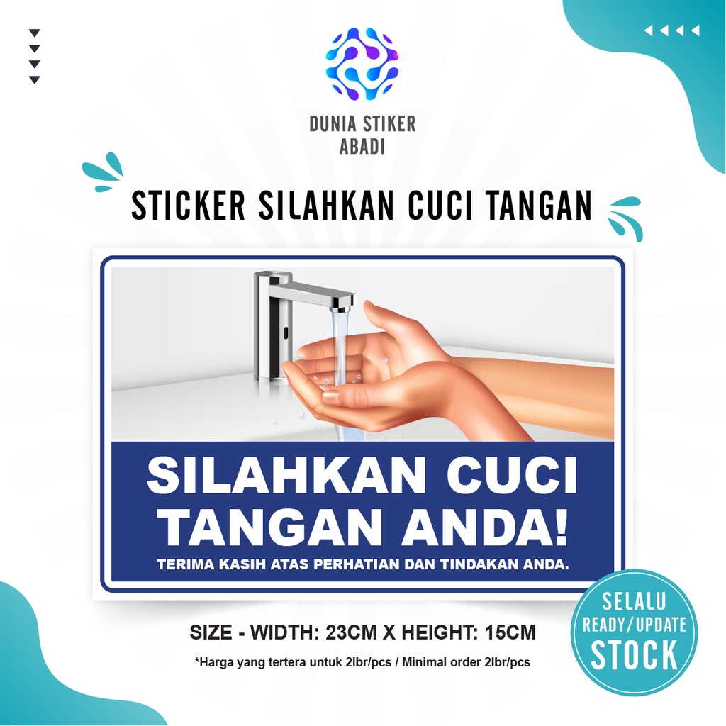 

Stiker Silahkan Cuci Tangan (23x15cm) - Per/2 lembar