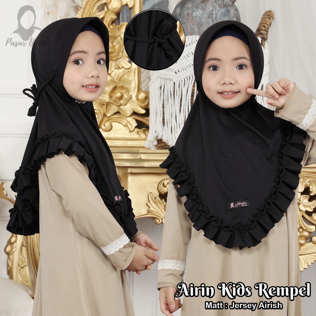 Kerudung Anak Tali Kepang Airin Kids Rempel Hijab Anak Jersey Airis Pasar Hija'b