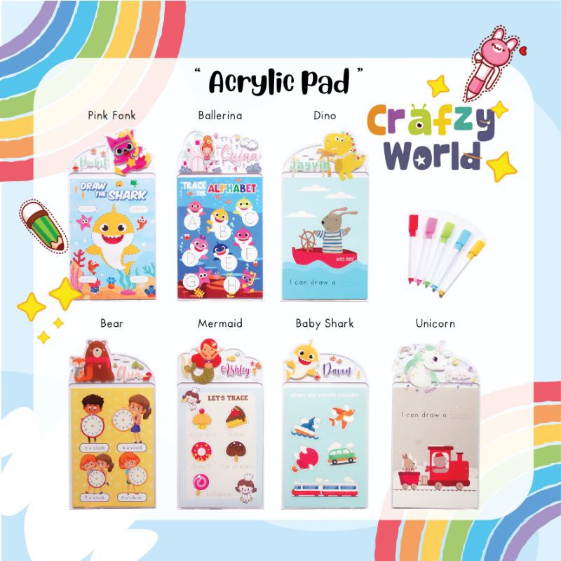 

Acrylic Tracing Pad / belajar menulis / wipeclean pad