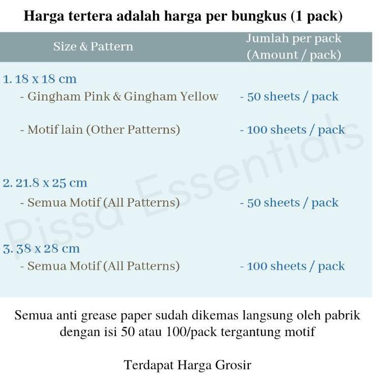 

#sale Qqj BAKING PAPER MOTIF KOREA (PER BUNGKUS) ANTI GREASE WAX PAPER PARCHMENT PAPER KERTAS KUE BD