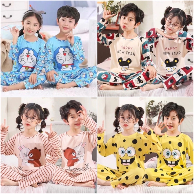 Piyama Import Anak Lengan Panjang Kartun
